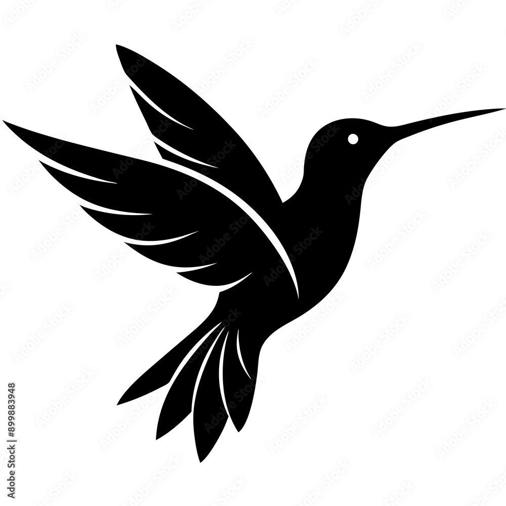 Obraz premium Black hummingbird vector silhouette