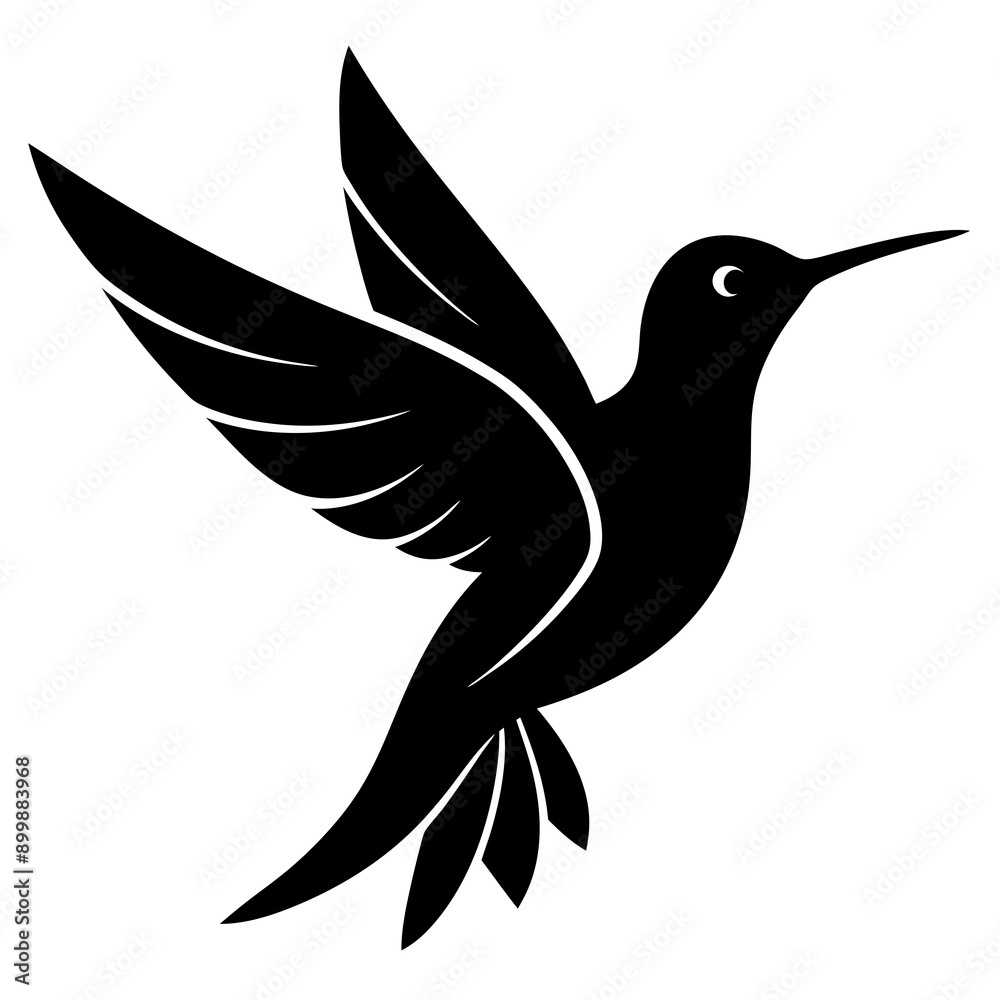 Obraz premium Black hummingbird vector silhouette 
