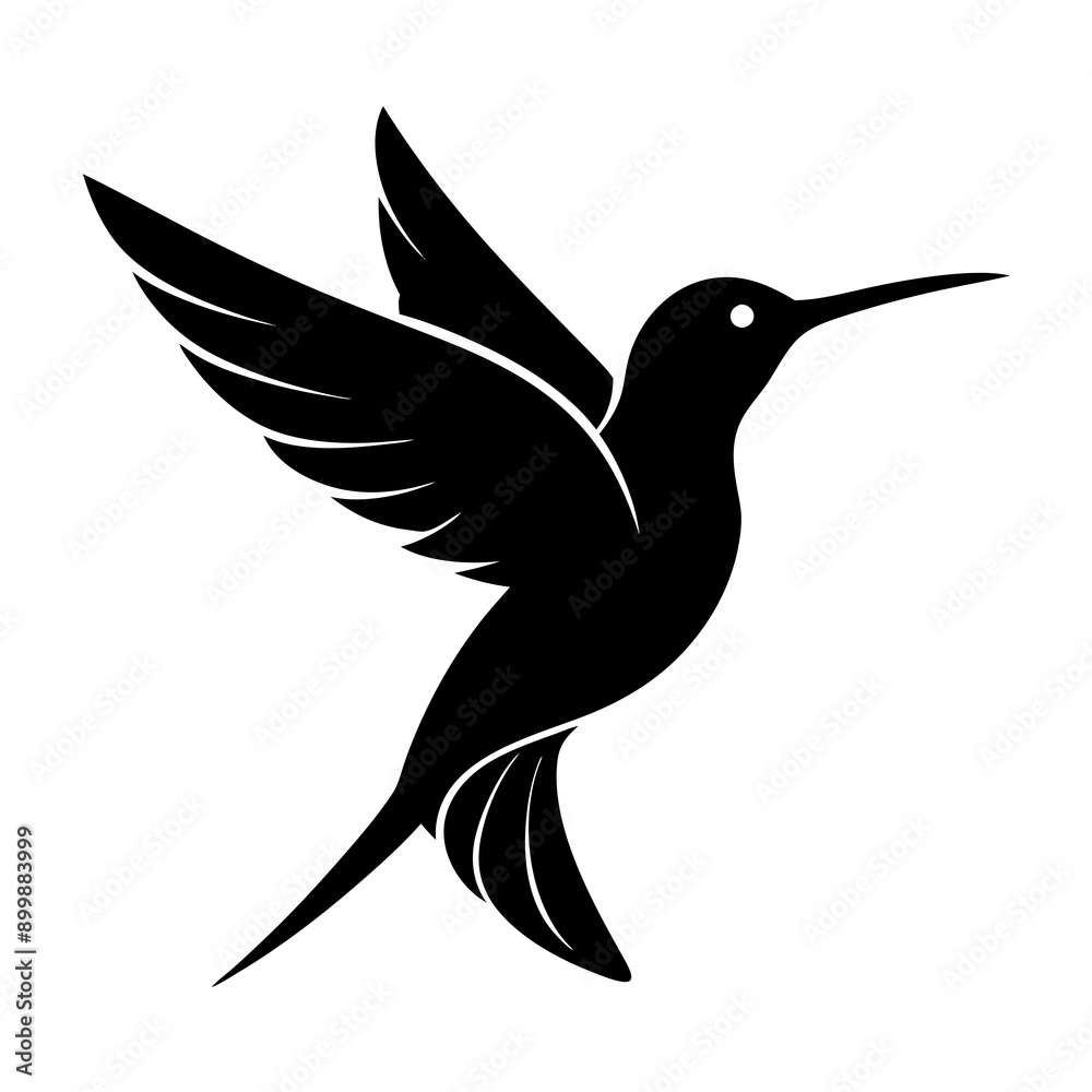 Obraz premium Black hummingbird vector silhouette 