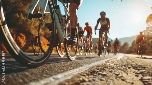 Wallpaper Mural Cyclists Riding Together on Sunny Road in Competitive Race. Teamwork and cycling Torontodigital.ca