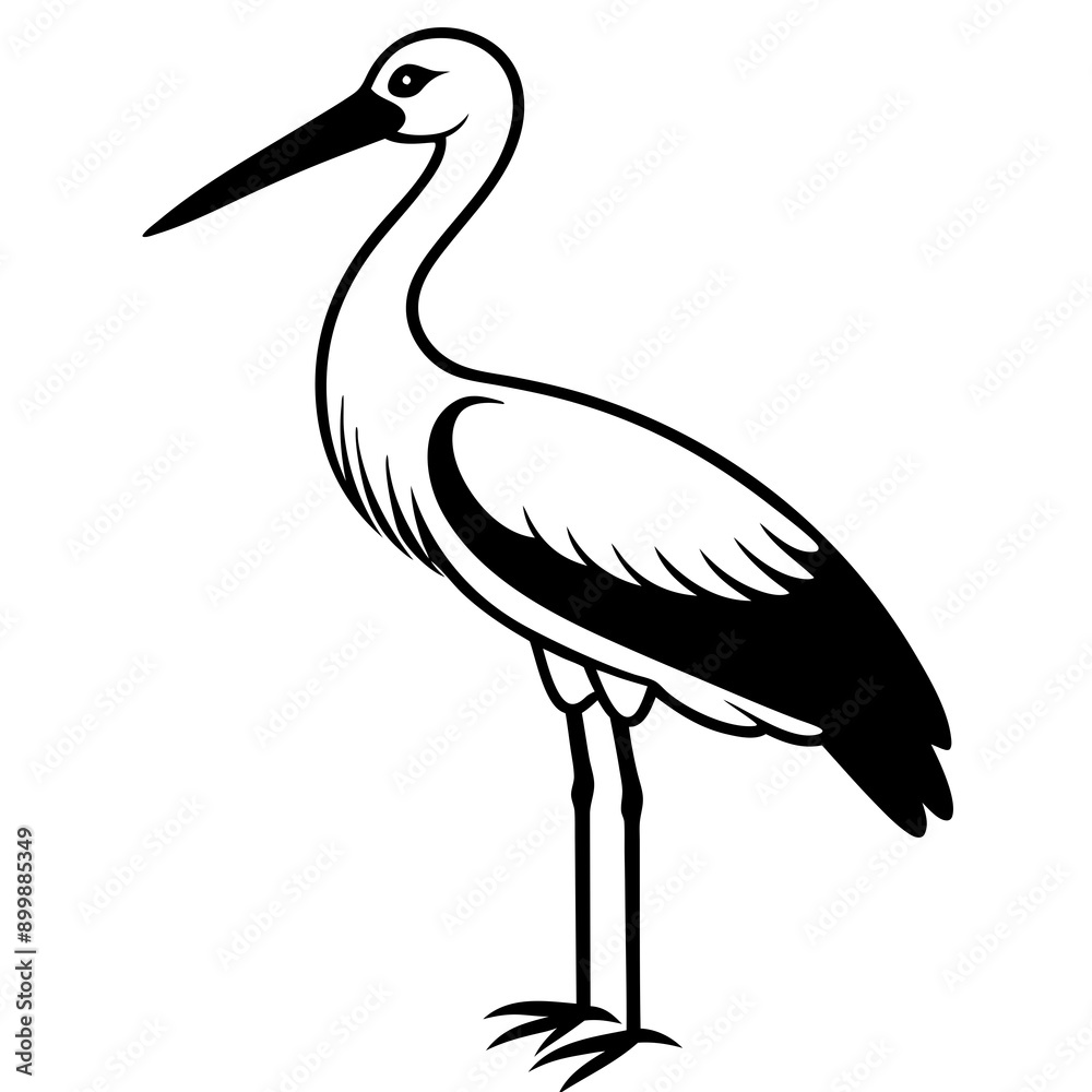 Naklejka premium stork vector silhouette on white background 