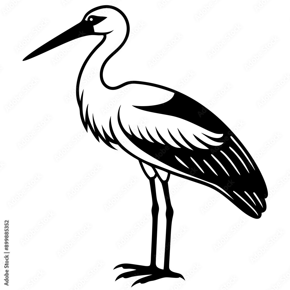 Fototapeta premium stork vector silhouette on white background 