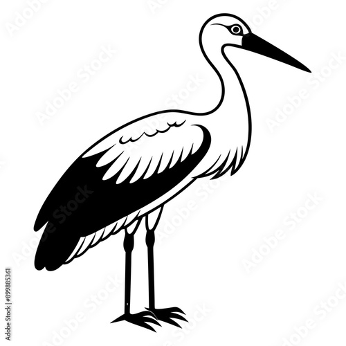stork vector silhouette on white background 