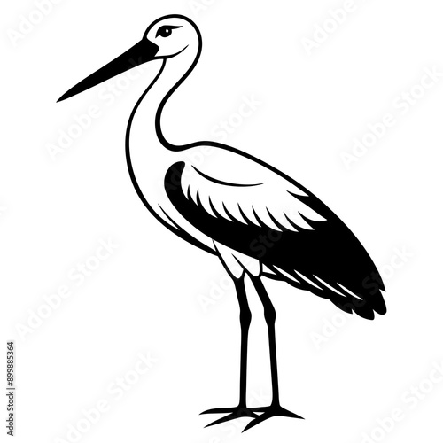stork vector silhouette on white background 