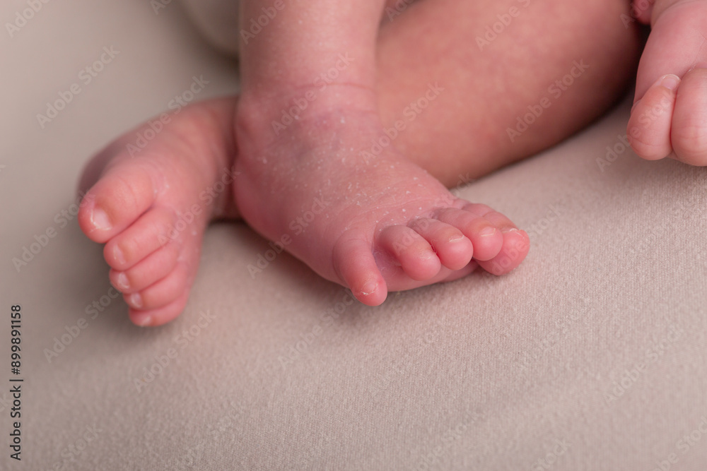 Little feet and hands and head Newborn baby body part details close up Little feet and hands and head Newborn baby body part details close up