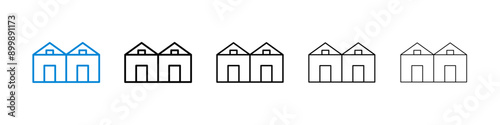 Terraced Houses icon in black and blue © Vector