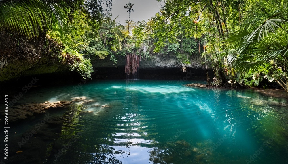 Un sumidero natural lleno de agua cristalina Un sumidero natural lleno de agua cristalina