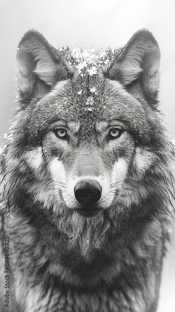 Fototapeta premium Monochrome Portrait of a Majestic Wolf