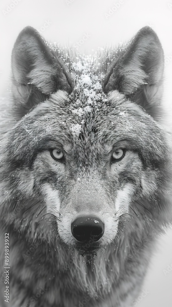 Monochrome Portrait of a Majestic Wolf Monochrome Portrait of a Majestic Wolf