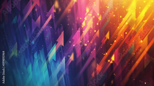 Create an abstract wallpaper-like background featuring colorful digital arrows pointing upwards, symbolizing growth, ideal for tech concepts.