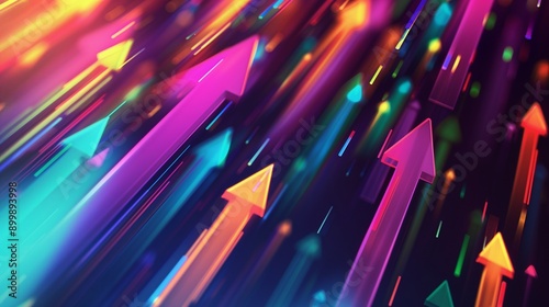 Design a dynamic, abstract background showcasing vibrant arrows pointing upwards, ideal for tech-related themes and representing growth.