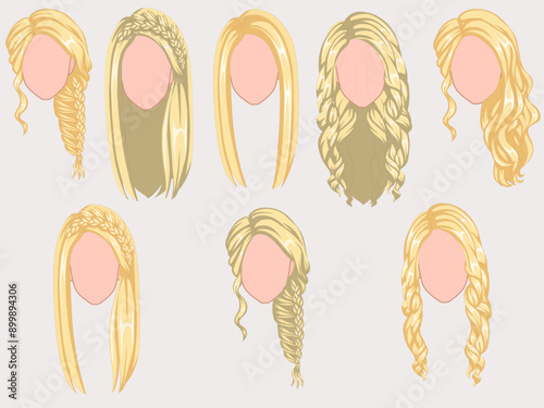Beautiful hairstyle brown hair woman modern fashion for assortment.
