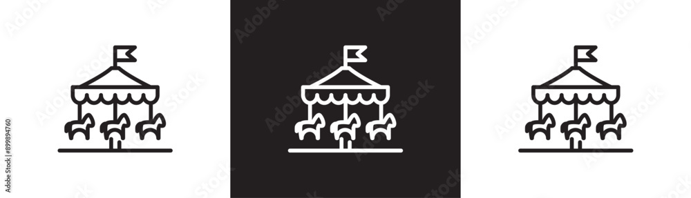 Horse carousel icon. merry-go-round line icon, Line icons of amusement park, circus and fun place vector illustration in black and transparent white background. Carousel with horses in amusement park. Horse carousel icon. merry-go-round line icon, Line icons of amusement park, circus and fun place vector illustration in black and transparent white background. Carousel with horses in amusement park.