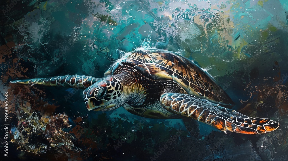 Fototapeta premium Turtle having fun