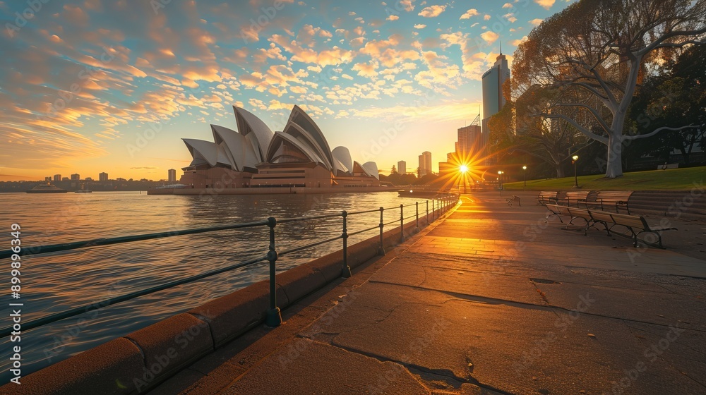 Obraz premium Sydney Opera House in Sydney Harbor with downtown skyline, Sydney, New South Wales, Australia