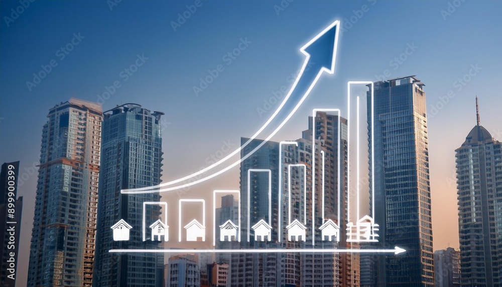 Fototapeta premium rising real estate graph