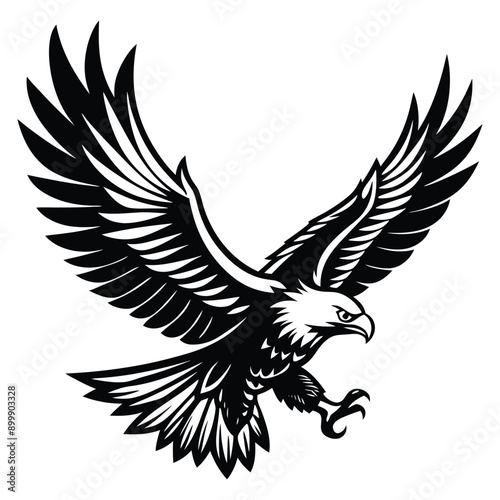  An eagle soaring silhouette vector illustration Silhouette of a soaring eagle bird. bald eagle logo isolated on a white background.