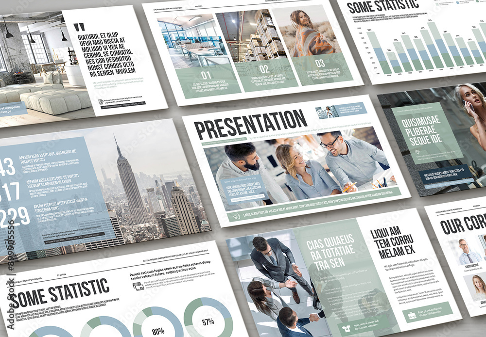 Modern Light Business Project Presentation with Pale Blue and Green ...