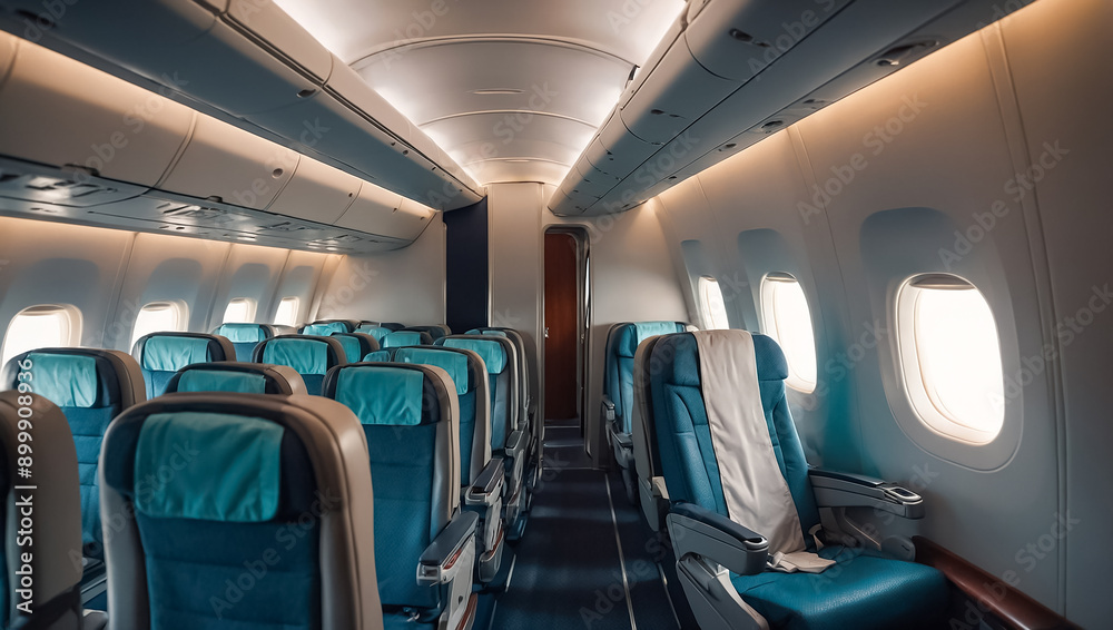 Fototapeta premium Empty airplane cabin