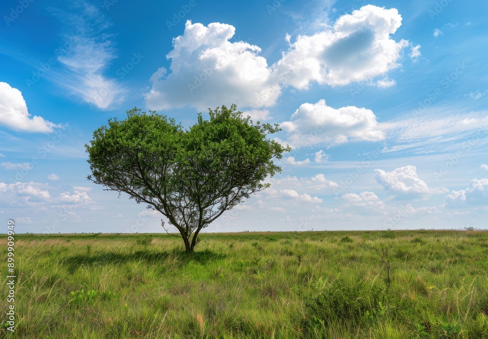 heart-shaped tree stands alone in the middle of an open field, surrounded by tall grass heart-shaped tree stands alone in the middle of an open field, surrounded by tall grass