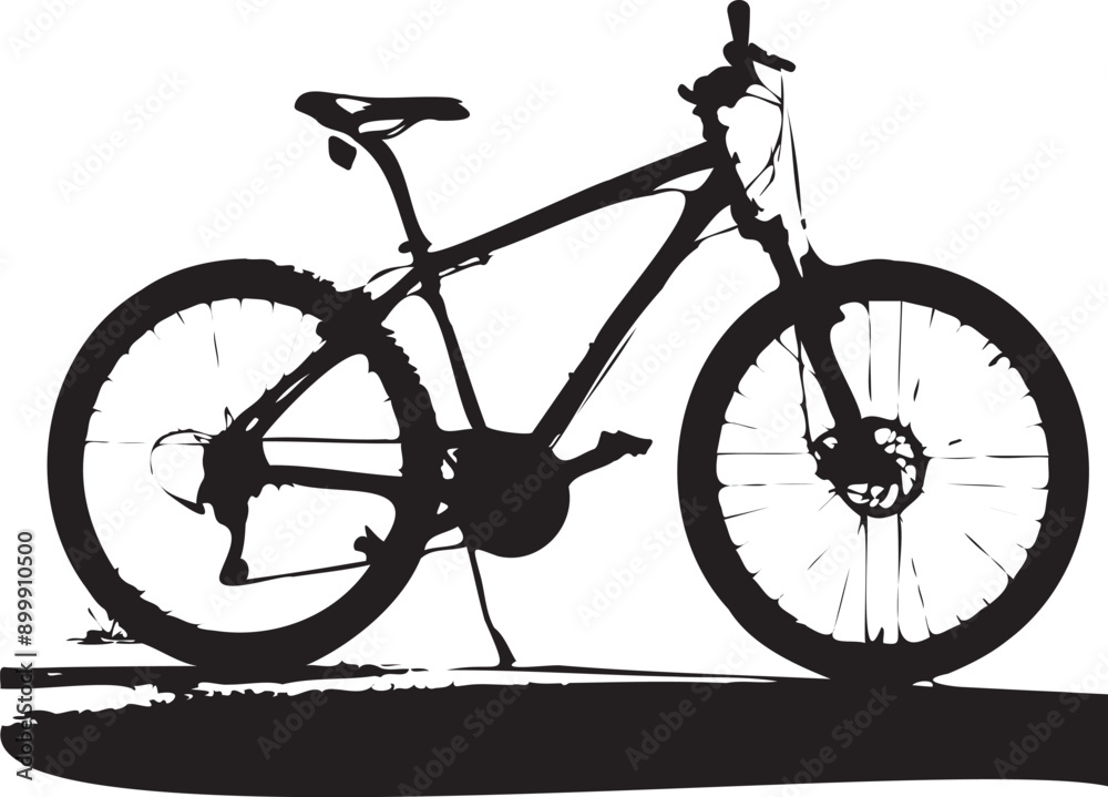 Fototapeta premium Bicycle Silhouette Black and White Background