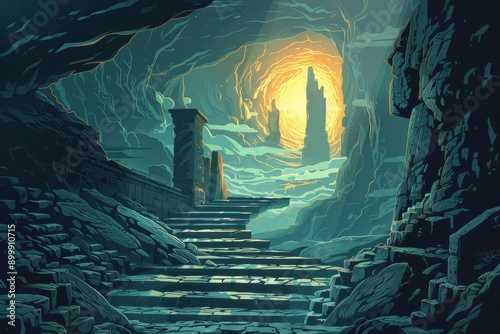 Mysterious Temple Stairway to the Sun photo