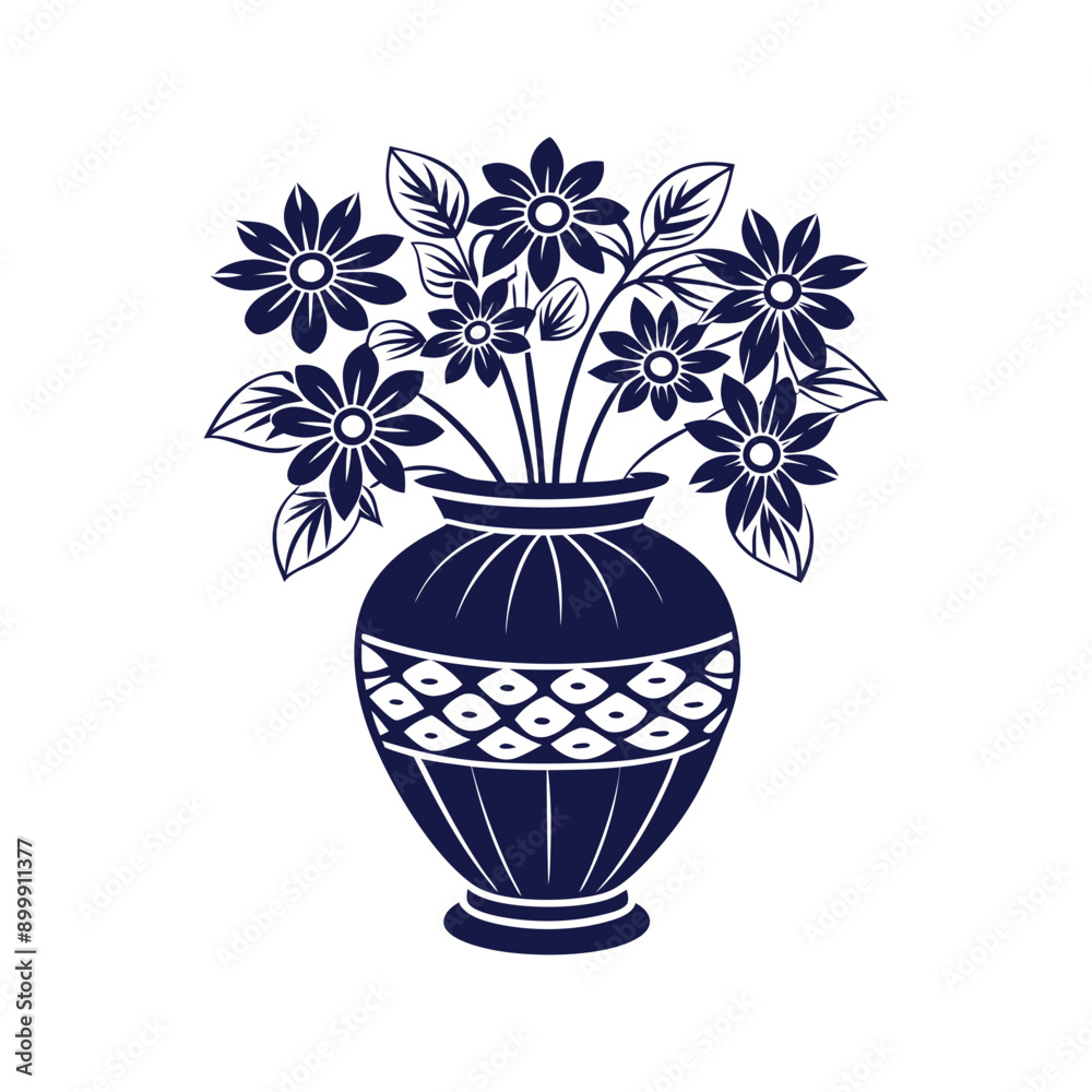 Vector Nice Vase with flowers, simple and clean design illustration On a White Background Vector Nice Vase with flowers, simple and clean design illustration On a White Background