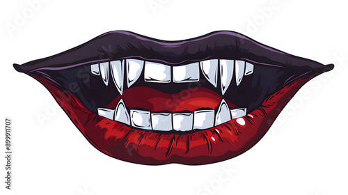 Vector Vampire Fang, Graphic Illustrative for Halloween, Spooky and Sharp Tooth Design Element, png file, isolated on white
