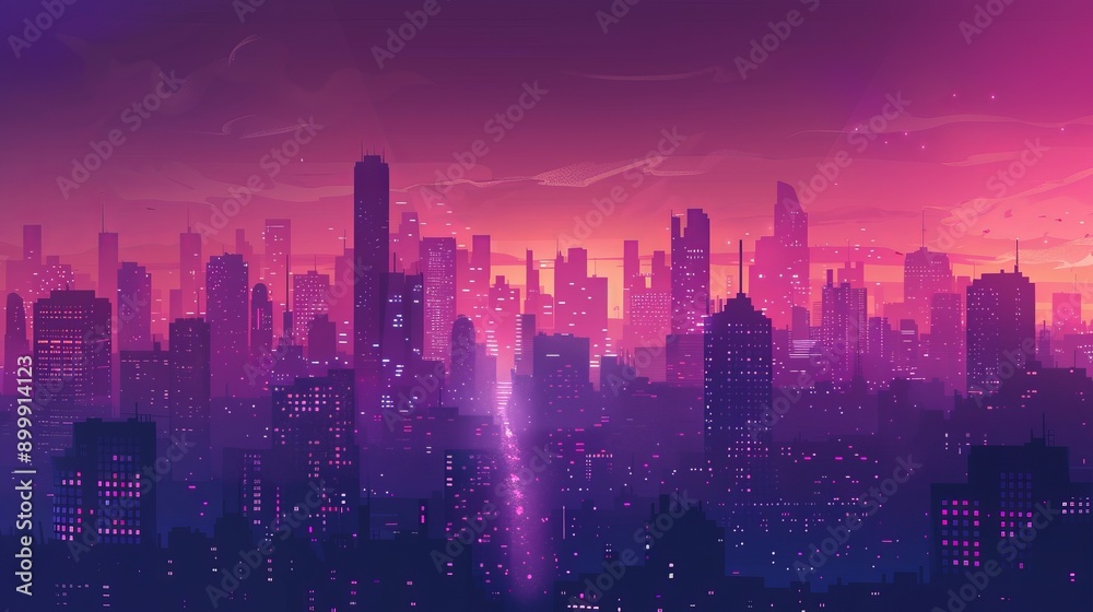 The city scenery before and at dawn, the silhouette of the cityscape and the sky dyed The city scenery before and at dawn, the silhouette of the cityscape and the sky dyed