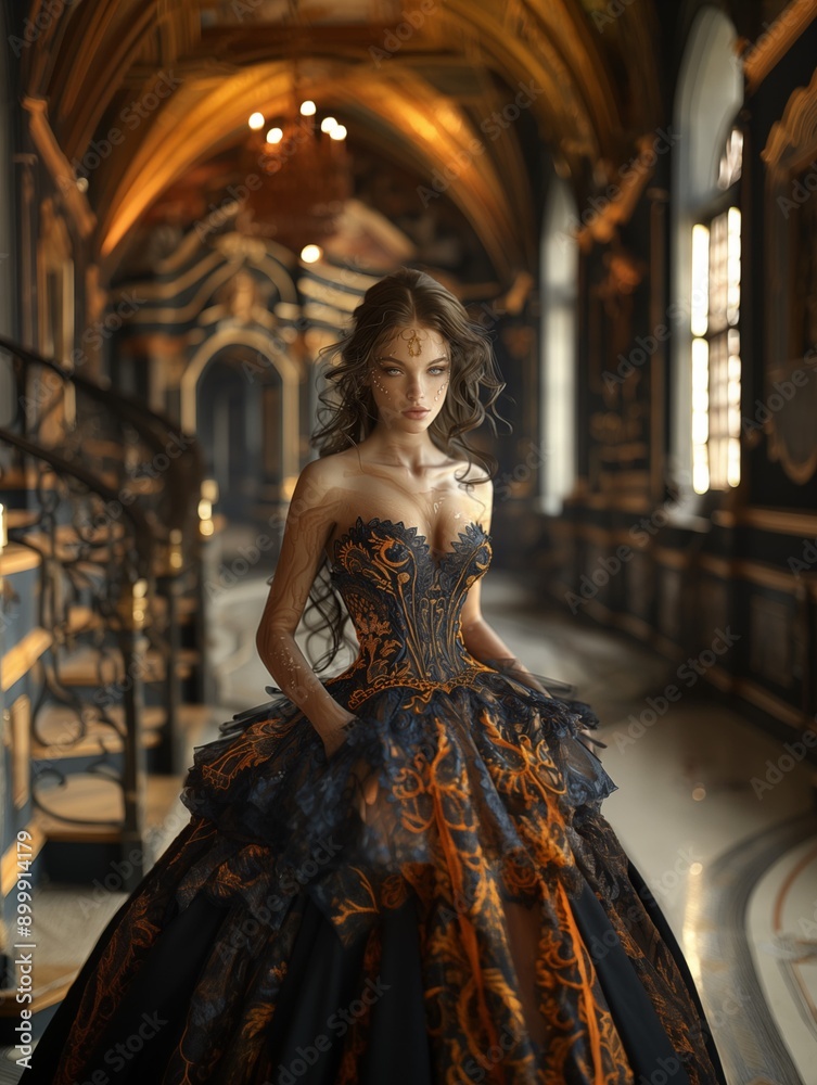 Fototapeta premium Dark lady in a castle