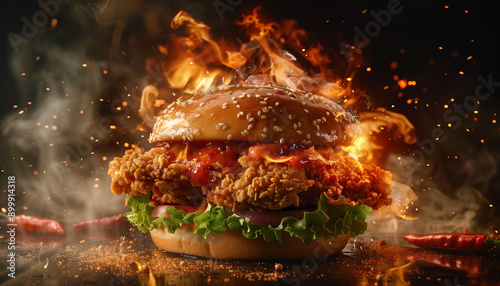 Chicken sandwich with salad 