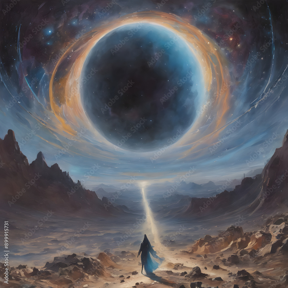Mystical Orb of Night: A Cosmic Phenomenon Over Alien Terrain Mystical Orb of Night: A Cosmic Phenomenon Over Alien Terrain