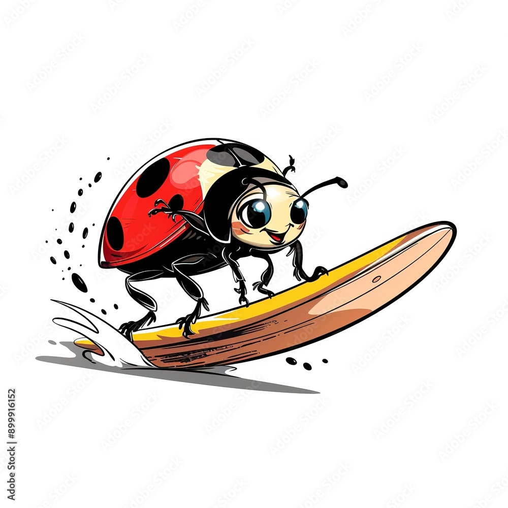 Ladybug Surfer Style animal fashion cartoon isolated whitebackground 16:9 Ladybug Surfer Style animal fashion cartoon isolated whitebackground 16:9