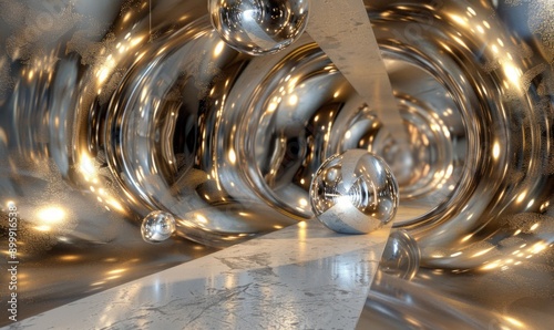 Wallpaper Mural Abstract sculpture with mirrored spheres, distorting reality and perception in a three-dimensional space Torontodigital.ca