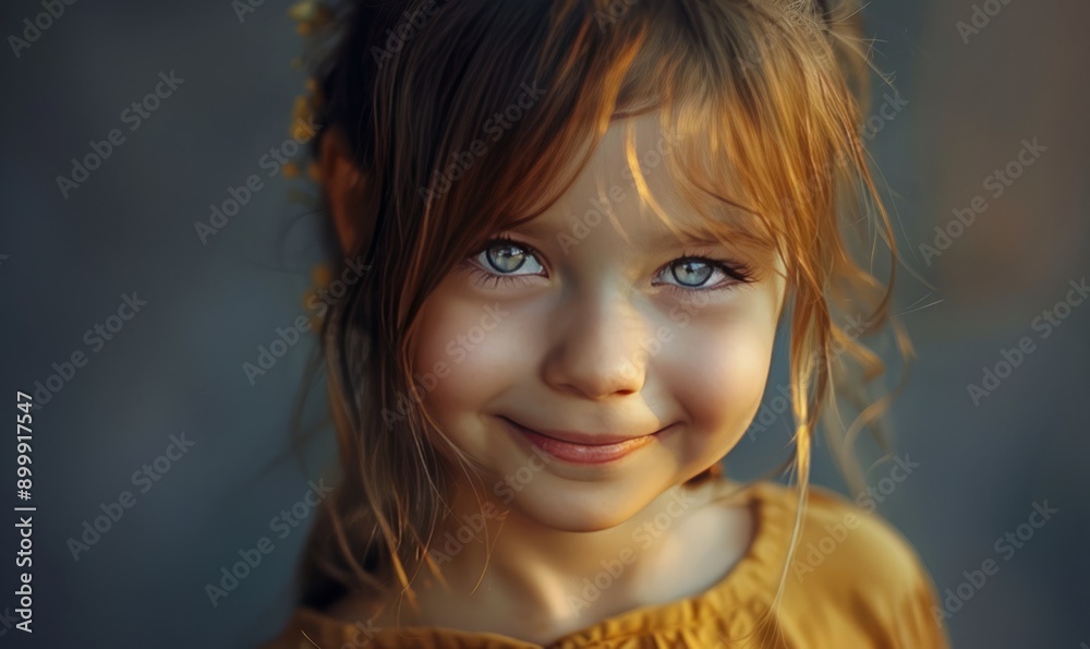 Charming portrait of a young girl with a shy smile, capturing innocence Charming portrait of a young girl with a shy smile, capturing innocence