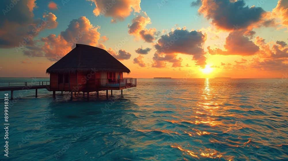 Tropical Beach Sunset in Vacation Resort Hotel of Cancun Mexico Tropical Beach Sunset in Vacation Resort Hotel of Cancun Mexico