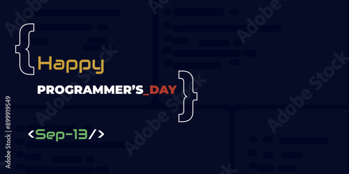 Happy International Programmer's day, September 13, poster for celebration of programmer day, blue technology background