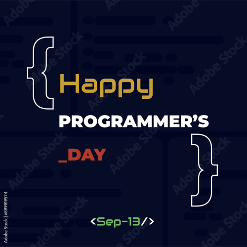 Happy International Programmer's day, September 13, poster for celebration of programmer day, blue technology background