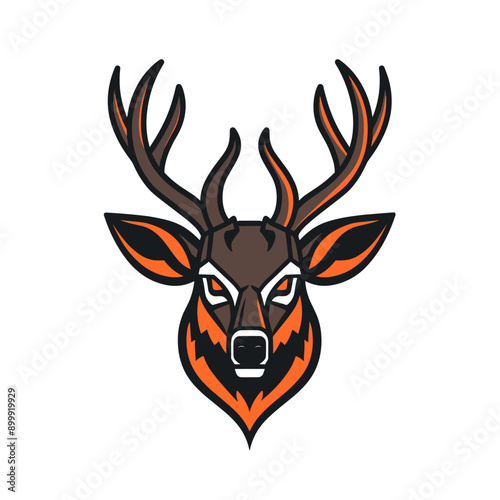 Deer vector mascot logo design with modern illustration concept style for badge, emblem and tshirt printing. Deer sticker. Deer illustration for sport and esport team logotype