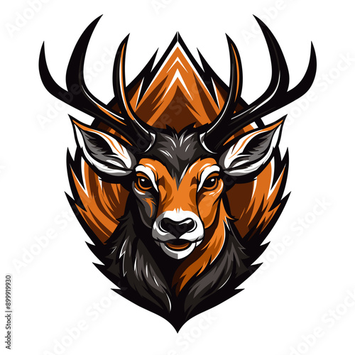 Deer vector mascot logo design with modern illustration concept style for badge, emblem and tshirt printing. Deer sticker. Deer illustration for sport and esport team logotype