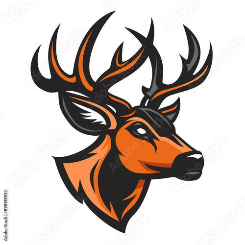 Deer vector mascot logo design with modern illustration concept style for badge, emblem and tshirt printing. Deer illustration for sport and esport team logotype. Deer sticker