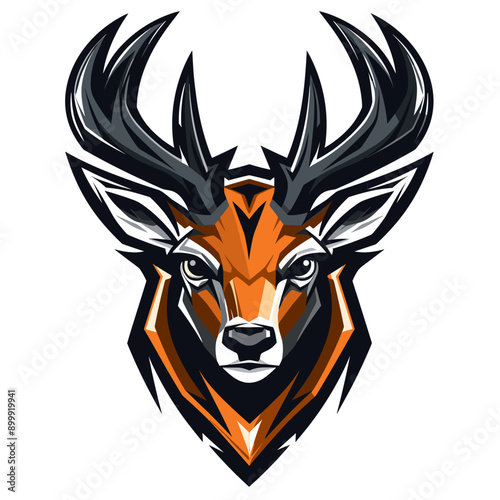Deer vector mascot logo design with modern illustration concept style for badge, emblem and tshirt printing. Deer sticker. Deer illustration for sport and esport team logotype