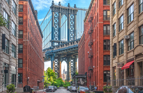The historic Manhattan Bridge seen from Brooklyn photo