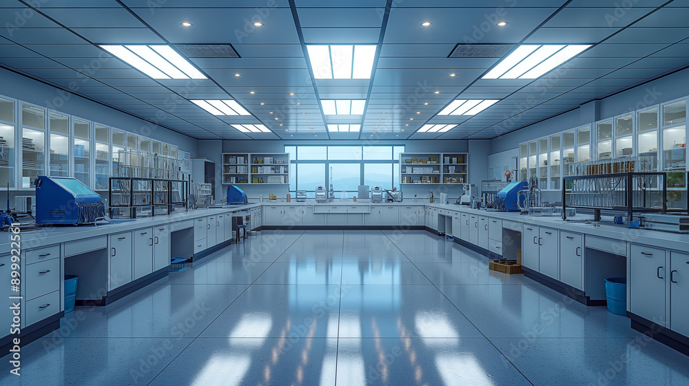 Modern empty laboratory with bright lighting. Modern empty laboratory with bright lighting.