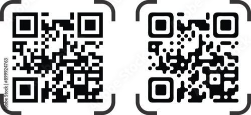 QR code scan for phone. QR code for mobile app, payment and phone. Vector illustratio