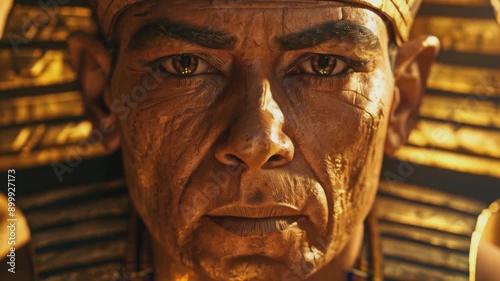 Portrait of an ancient Egyptian pharaoh. Possibly Amenhotep, Djoser, Cheops, Ramses or Tutankhamun