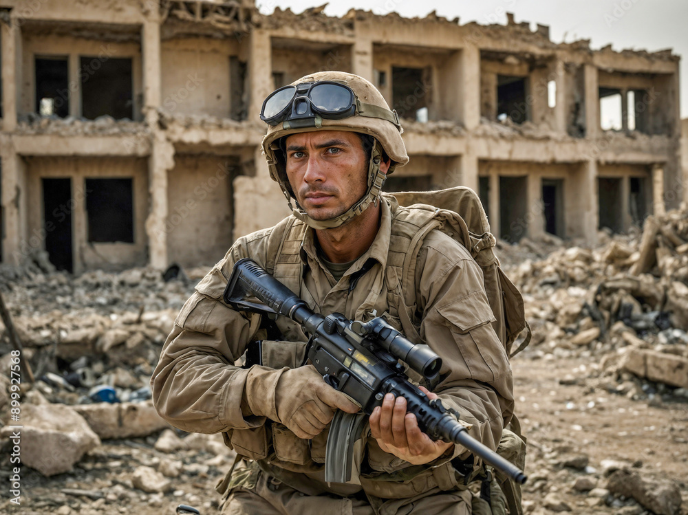 Fototapeta premium soldier with rifle
