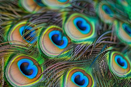 Vibrant Peacock Feathers Displaying Intricate Patterns On A Soft Color Background