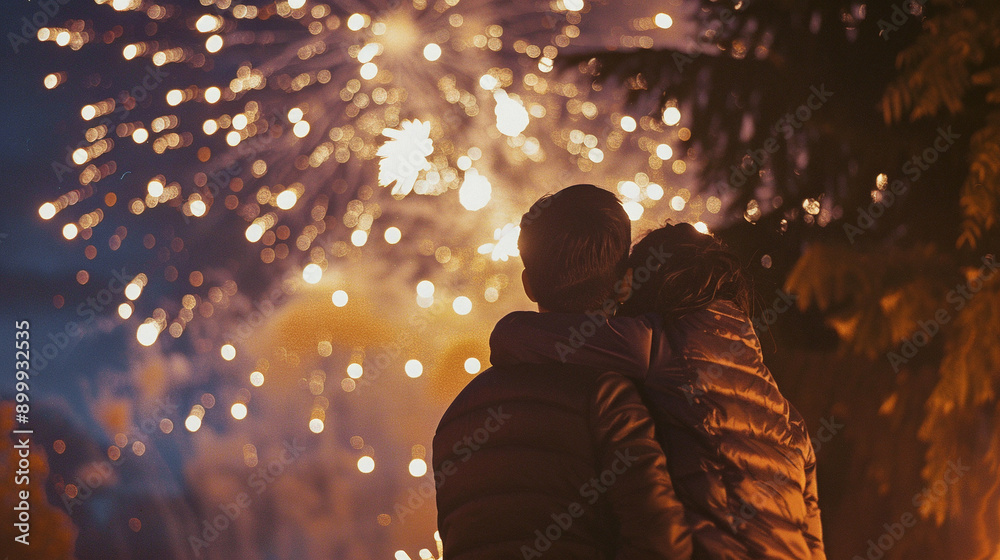 people in the night watching a new years firwork people in the night watching a new years firwork
