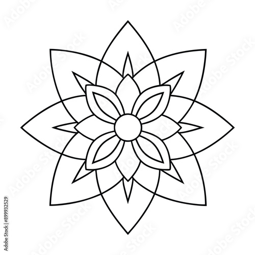 Simple line art Mandala design for Coloring page, Patterns